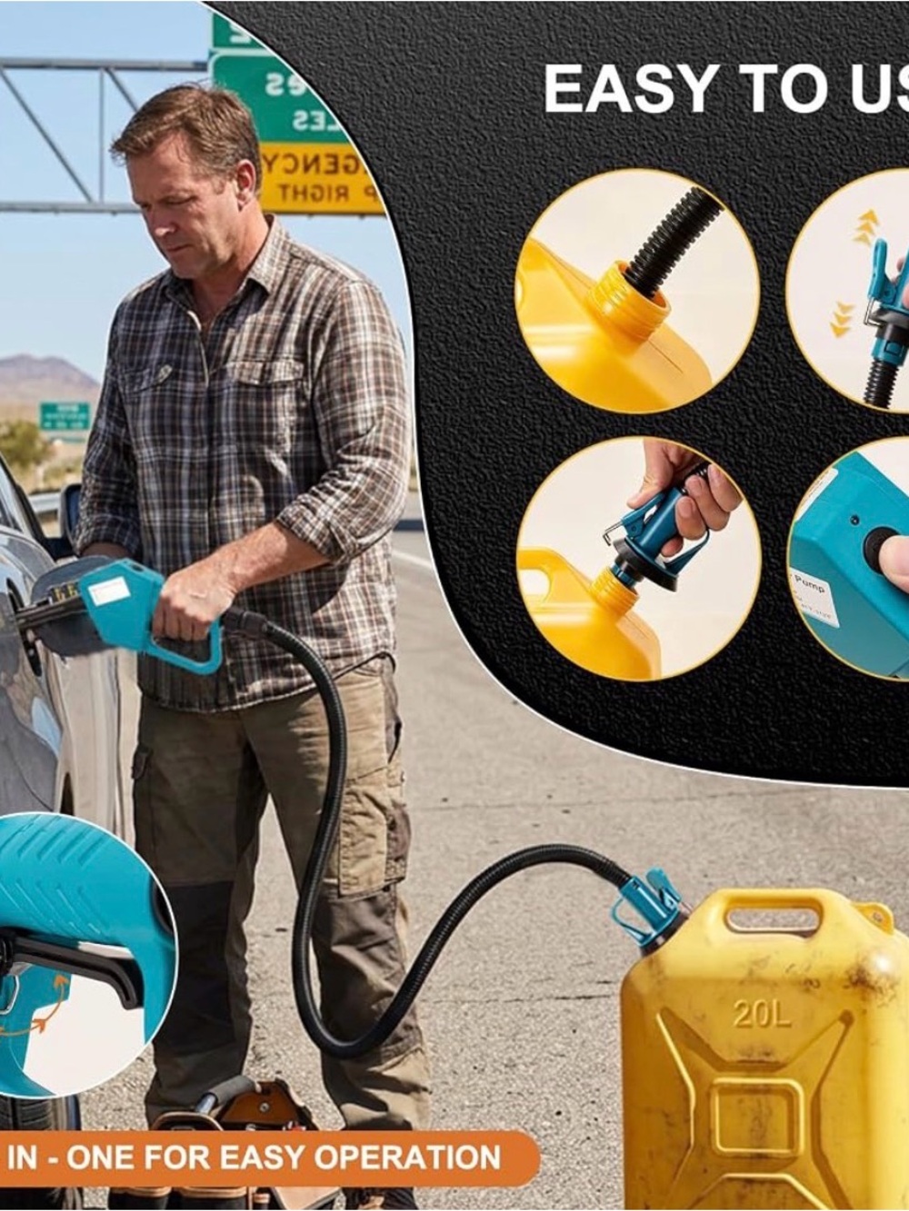 Portable Electric Fuel Transfer Pump - Teal/Black